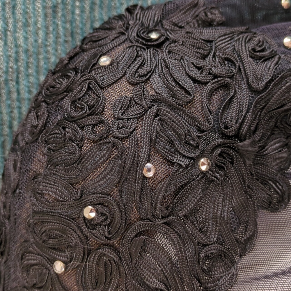 Tadashi Vintage Studded Illusion Dress, Fit & Flare Silhouette - Picture 7 of 13